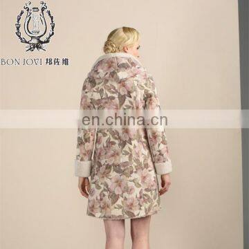 Floral Prints Fur Overcoat High Standard Sheep Fur And Skin Garment Women' s Winter Double Face Fur Coat photo-2
