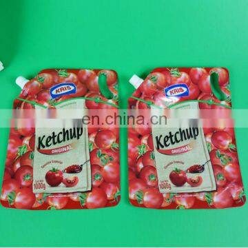 China Factory Wholesale Laminated Aluminum Foil Red Ketchup Liquid Packaging Stand up Spout Pouch photo-2