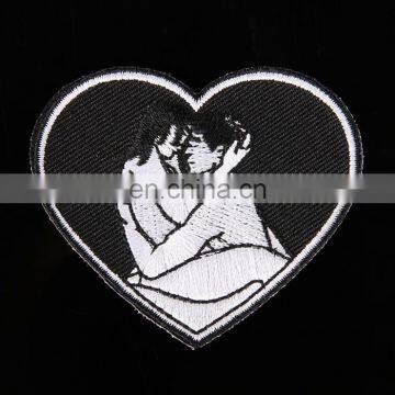 Couple Love Embroidery Heart Patch Iron On Back