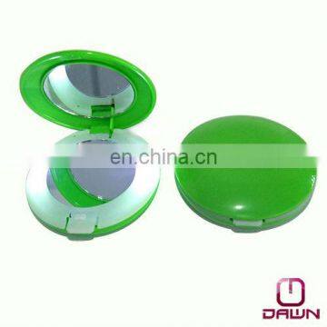 2 lights promotional round LED pocket mirror with logo printing CD-MLD004