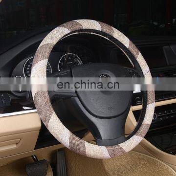 Ethnic Style Coarse Flax Cloth Automotive Steering Wheel Cover Anti Slip and Sweat Absorption Auto Car Wrap Cover