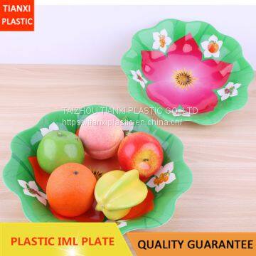 TX0308 PLASTIC BIG SIZE ROUND IML TRAY CHEAP PLASTIC PLATE