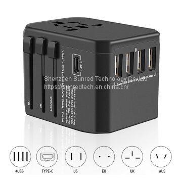 Newest Type C 3.0A Fast USB Chargers 8A Fuse Portable World Travel Adapter 5V Adaptor Multi Plug Outlet photo-5