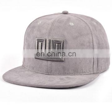 Bulk wholesale flat brim gray suede snapback hats caps