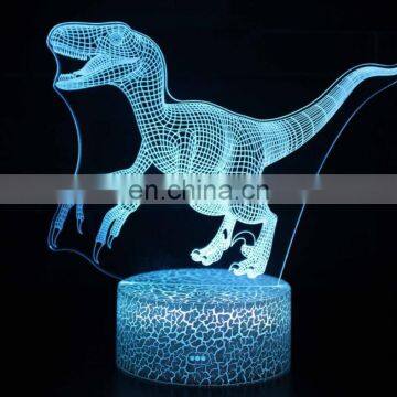 3D Illusion Lampara Dinosaur Shape Led Light 7 Color Changing Lamp