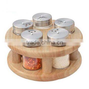 Custom Logo and Color Wooden Seasoning Set,5 Bottle Condiment Set