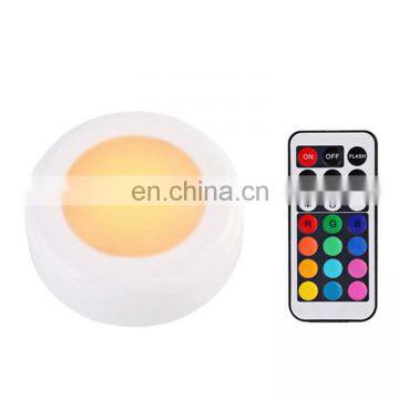 LED Puck Lights Remote Control RGB Night Light Color Atmosphere Night Light Cabinet Lamp Led photo-2
