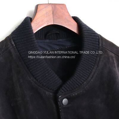 FACTORY NEW ARRIVAL FASHION MEN'S GENUINE SUEDE LEATHER BASEBALL JACKET 2021/AW photo-3