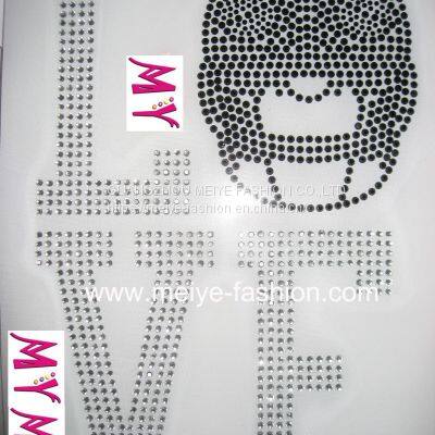 Rhinestone hot fix motif, Rhinestone heat transfer, Rhinestone iron on motif