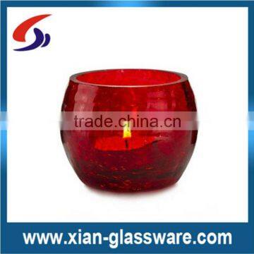 Promotional wholesale red crackle glass votive candle holders