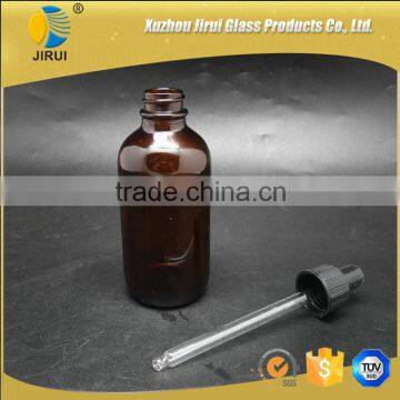 60ml amber essential oil glass bottle boston round dropper bottle
