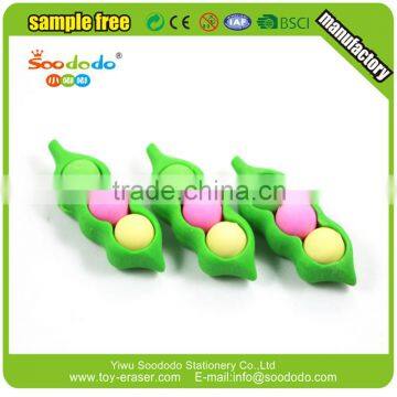 3D make up erasers fruit Green Bean shaped for promotion