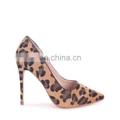 Leopard print latest fashion high quality design pointed toe ladies high heel pumps sandals shoes women evening shoe