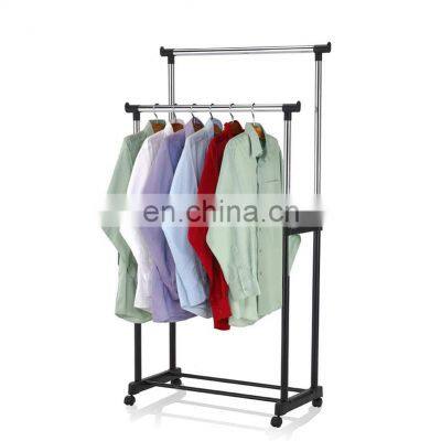 Modern Stand Folding Clothes Drying Rack With Wheels Home Stainless Steel  Rectangular 2 tier Clothes Drying Rack