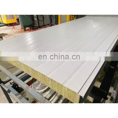 Rock wool acoustic sandwich panel sound insulation and sound absorbing panel in mineral fibres