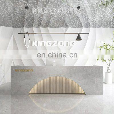 Commercial Office Furniture Factory Direct Luxury White Counter Front Desk Reception Table For Beauty Salon photo-4