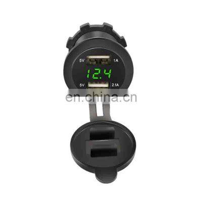 Car modification usb charging port modification mobile phone charger dual USB car charger with voltmeter car interface 3.1A