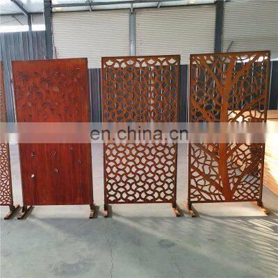 China Laser Cut Decorative Panels Wall Partition Corten Garden Divider Outdoor Metal Privacy Screens photo-2