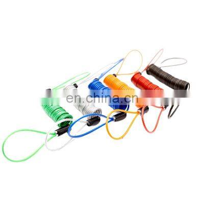 Strong coated wire spring tool rope safety coil lanyard flexible plastic lanyard coil