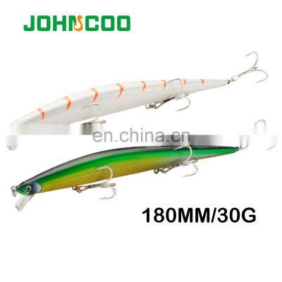 JOHNCOO 180mm 30g Suspend Long Casting Minnow Lures with Gravity Moving Weight System