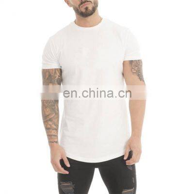 Street Wear Casual curved Hem T-shirt For Men Sports Wear custom printed cotton white t-shirts oversized t shirts