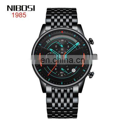 NIBOSI Men Watch Chronograph Sport Mens Watches Top Brand Luxury Waterproof Full Steel Quartz Clock Men Relogio Masculino