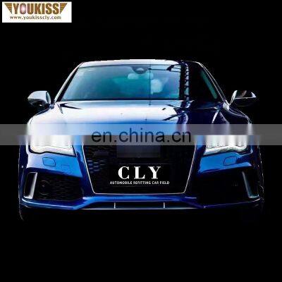 Body Kits For Audi 2011-2015 A7 Upgrade RS7 PP Front Car Bumper With Car Grille Side Skirt Rear Diffuser With Exhaust Pipe Tips