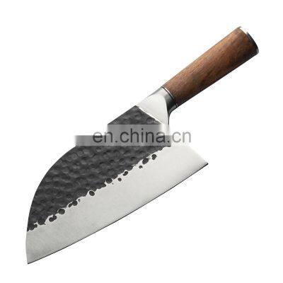 7.5 Inch Professional Forged  hammered stainless steel  Kitchen Chopping Knife with rose Wood Handle butcher knife