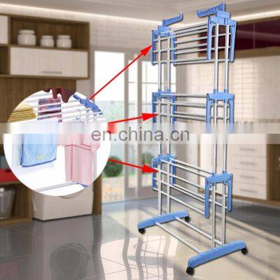 Wing-shaped Shelf Balcony Free Perforation Drying Rack Three-layer Towel Rack Floor-to-ceiling Indoor and Outdoor Clothes Rail photo-3