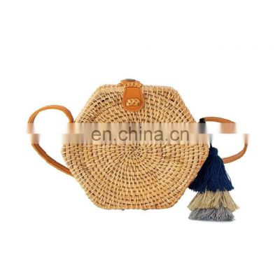 New Arrival Hexagon Rattan Crossbody Bag WHolesale in Bulk