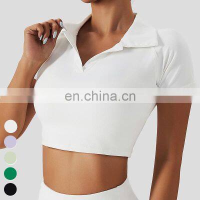 High Quality Women Clothing Quick Dry Fitness Tops Custom Sports Wear Short Sleeve Golf Shirts Tennis Polo Shirt For Women photo-2