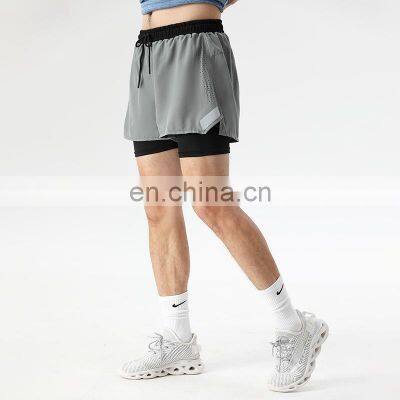 Breathable 2-In-1 Athletic Workout Jogger Sports Fitness Training Shorts Quick Dry Mens With Pocket Active Wear Track Gym Shorts