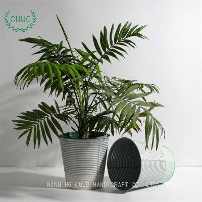 Ribbed Galvanised Zinc Garden Centre Container Planters Metal Bucket Tin Flower Pot