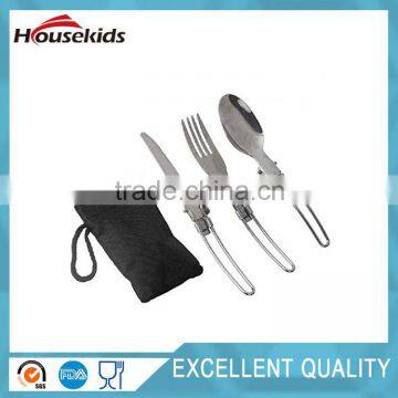 Outdoor Camping Picnic Tableware Stainless Steel Folding Fork and Spoon