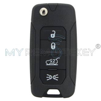 FCC 2ADFTF15AM433TX Flip key 4 кнопки 433 МГц с чипом MEGAMOS 48 AES / чип 4A по выбору, с лезвием SIP22 для Jeep Renegade 2015 - 2018