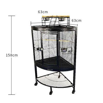 CORNER CAGE Play Top Style Bird Cage Parrot Cage Large Macaw Cage 63x63x145cm photo-4