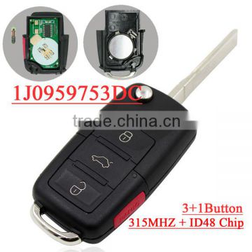 High Quality 1j0 959 753 DC 1j0959753DC 3+1 button Flip remote key for vw