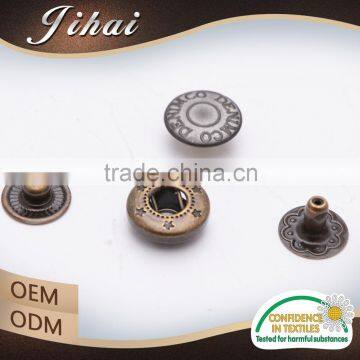 New Product Matt Black Press Button Metal Screw Snap Buttons