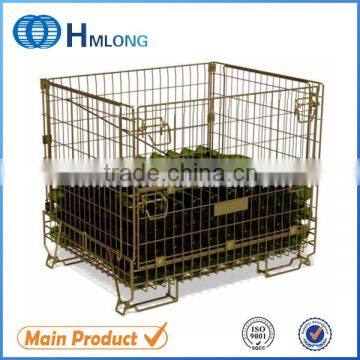 Foldable galvanized metal wine mesh storage bin