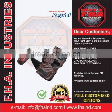 Fight Gear Combatsport MMA Grappling Cage Wrestling UFC Grappling Leather PU Neoprene Free Fighting Gloves by FHA INDUSTRIES photo-2