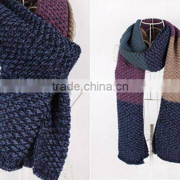 New Fashion Patchwork Wool Knitted Unisex Man Woman Winter Scarf photo-3