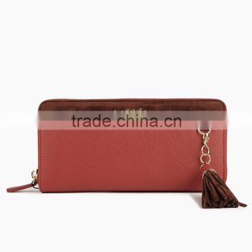 Hot selling women leather purse zip around wallet for women