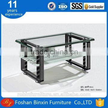 Living room furniture modern RB-2211 rectangular glass coffee table aluminum alloy metal tea table