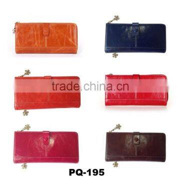 Lady Genuine Long Leather Trifold Bifold Money ID Wallet Clutch Purse brown