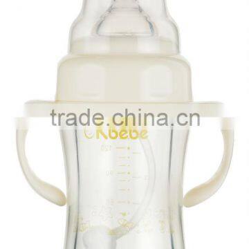 A-1056 Prince White Double Layer Wide Neck Glass Baby Feeding Bottle BPA Free 168ml / 6oz