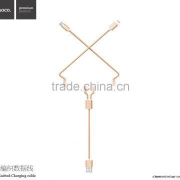 HOCO X2 Knitted Charging Cable for Apple/Android Mobile Phone Micro USB 2in1metal Weave Sync Data Cable for Apple/Android Phone photo-2