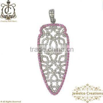 Natural Diamond Pave Arrow Head Pendant, Ruby Gemstone & Diamond Pendant, 925 Silver Diamond & Gemstone Jewelry Manufacturer