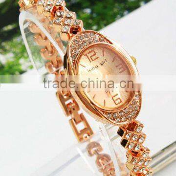 Factory cheap fashon gold crystal bracelet lady watches