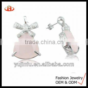 Rose Quartz Stud Earring Trendy Christmas Gifts 2014