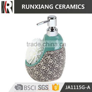 glazed with flower ceramic soap dispenser